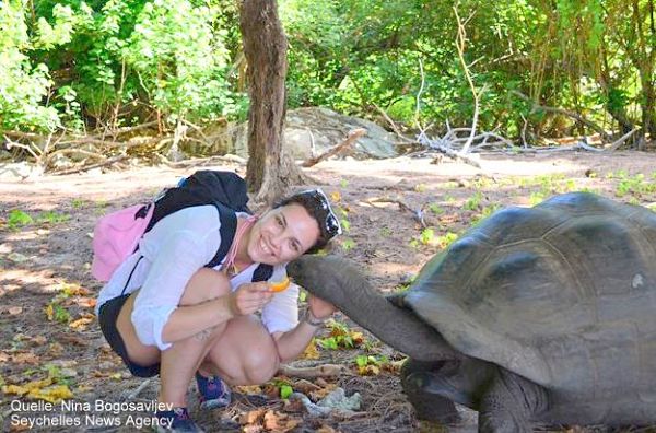 Begegnung mit der Aldabra Riesenschildkröte